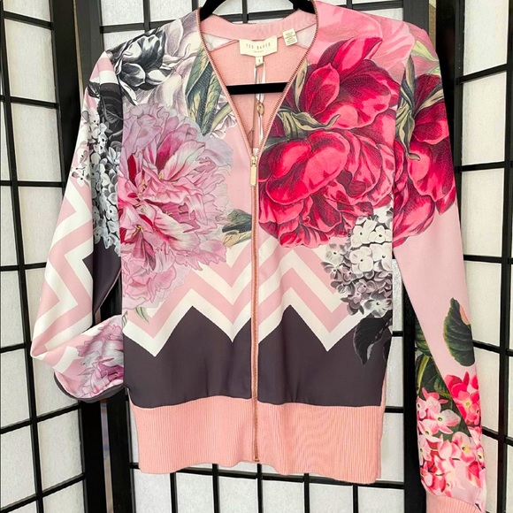 Ted Baker Rose Gold Zip Cardigan Palace Gardens - Picture 1 of 4